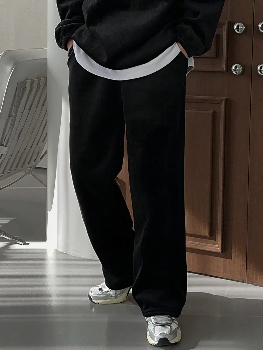 メンズ 無地 カジュアル スタンドカラートップス パンツセット