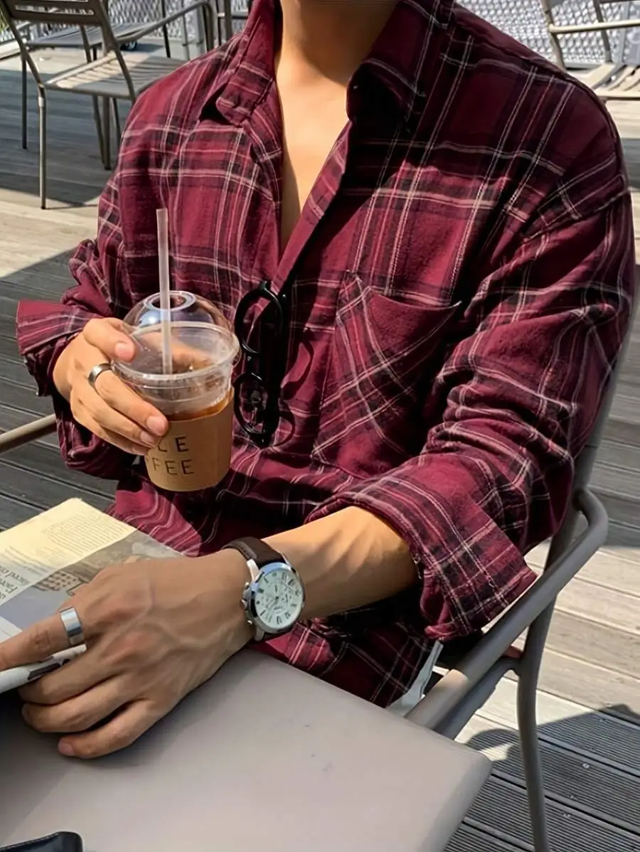 カジュアル レトロ クラシック チェック柄 長袖シャツ