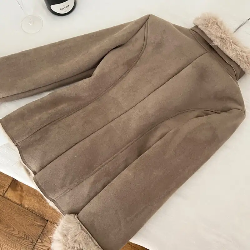 アウター コート シングルブレスト 暖かい フェミニン ブラウン