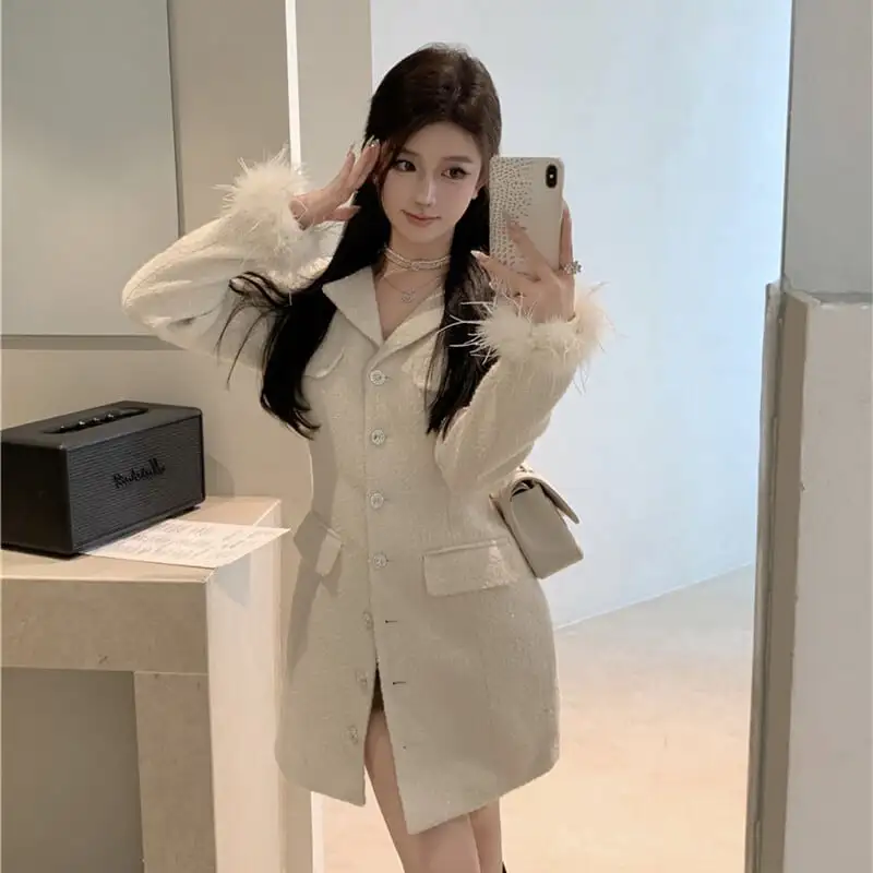 アウター ジャケット 袖口ファー付き フワフワ 上品 ホワイト ブラック