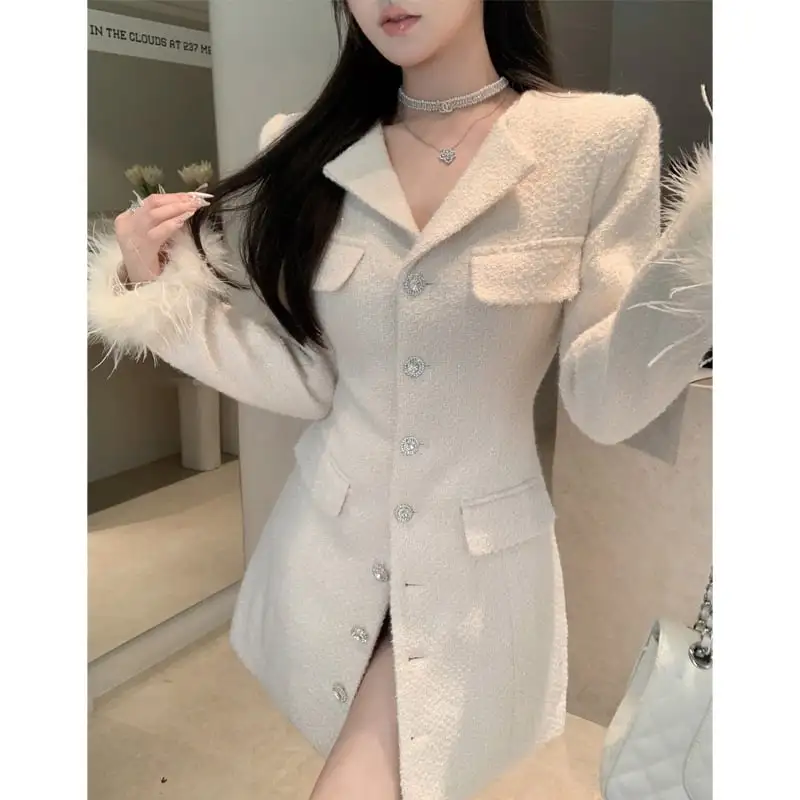 アウター ジャケット 袖口ファー付き フワフワ 上品 ホワイト ブラック