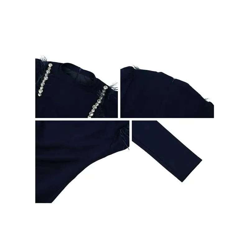 ワンピース デザイン感 長袖 タイト 細見え