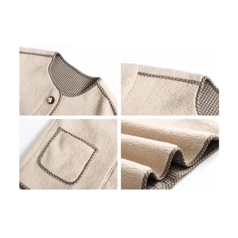 4色展開 モケット アウター ラウンドネック チェック柄 シングルブレスト