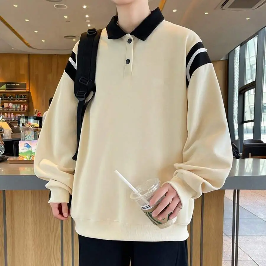 スウェット 長袖 ファッション トレンド 快適 カジュアル ポロシャツ