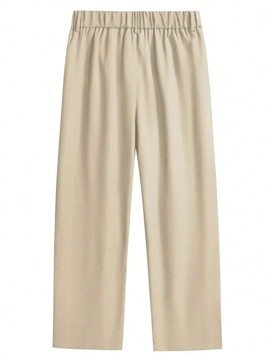 折り返しウエスト プリーツ ワイドレッグ パンツ ルーズ
