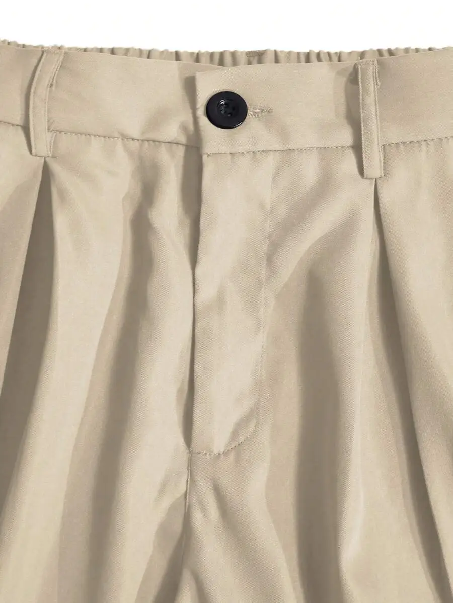 折り返しウエスト プリーツ ワイドレッグ パンツ ルーズ