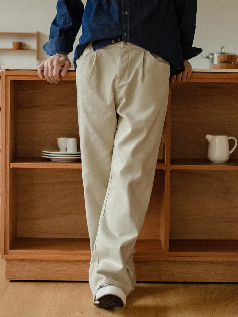 メンズ ジップフライ ストレートレッグ パンツ