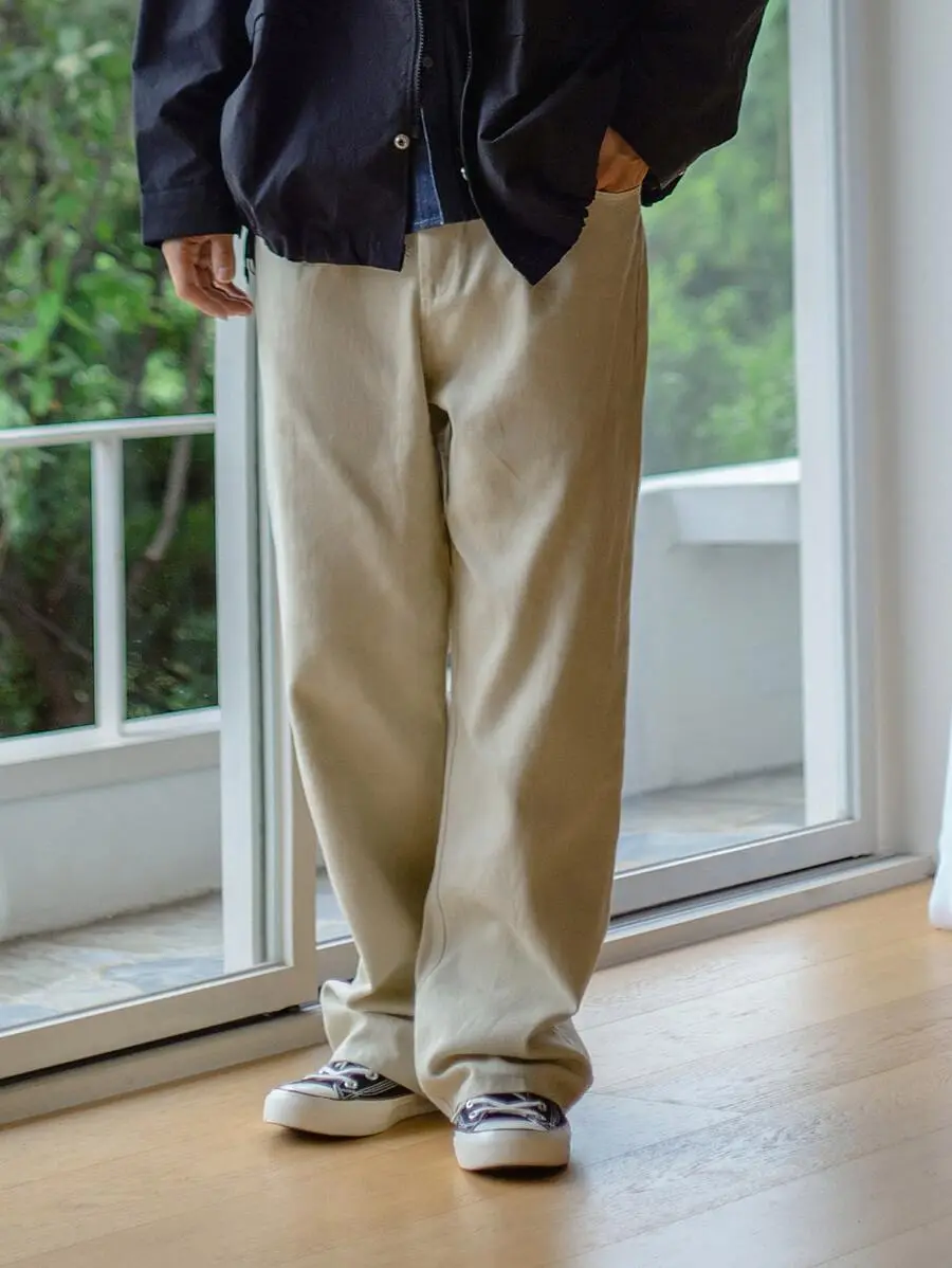 メンズ ジップフライ ストレートレッグ パンツ