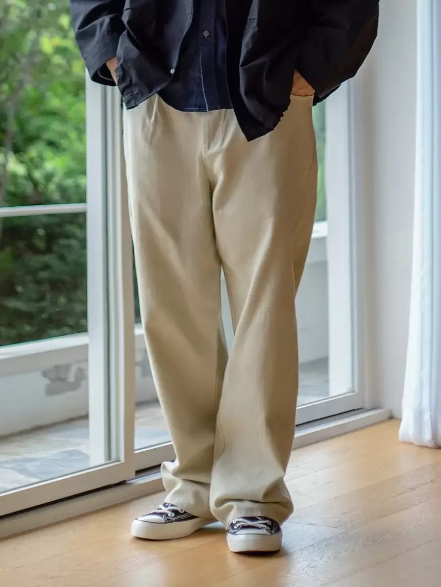 メンズ ジップフライ ストレートレッグ パンツ