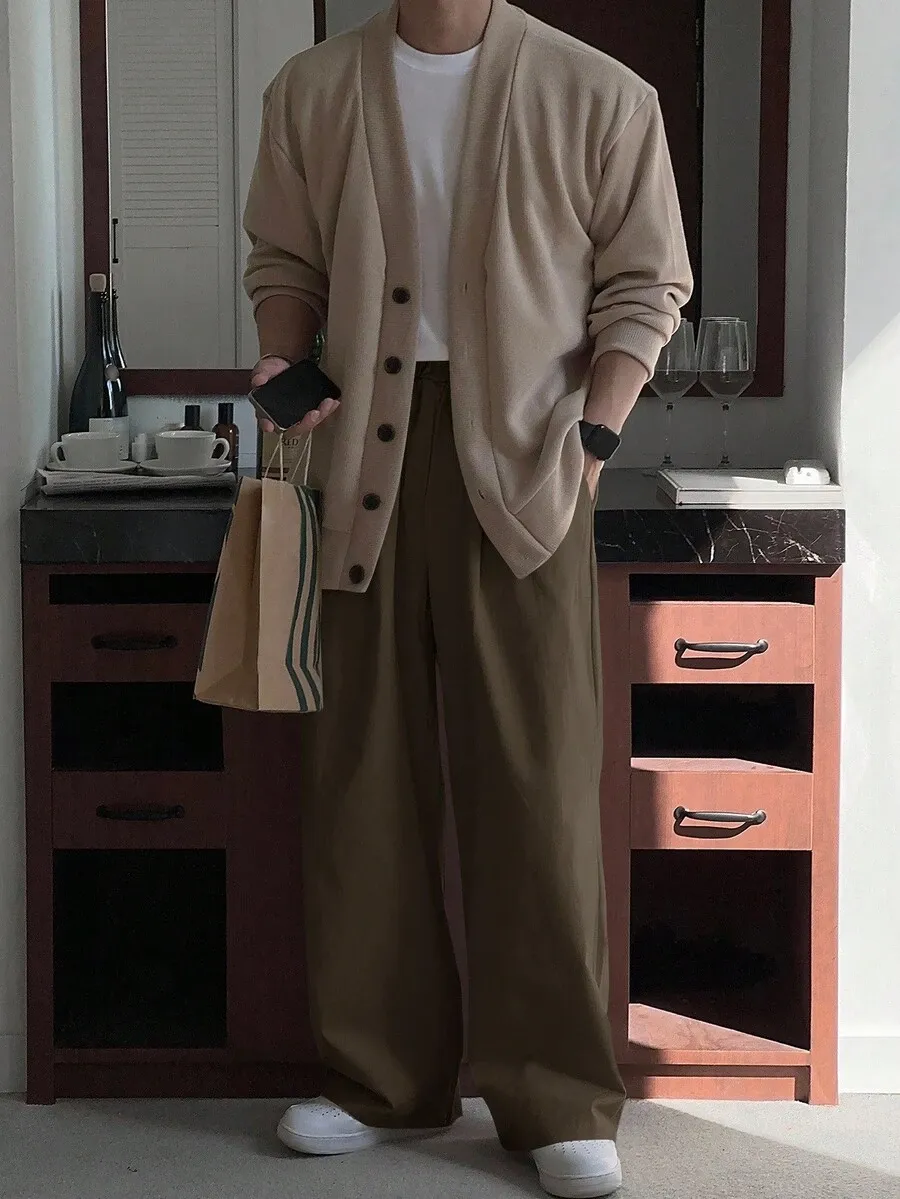 ソリッドブラウン プリーツポケットパンツ