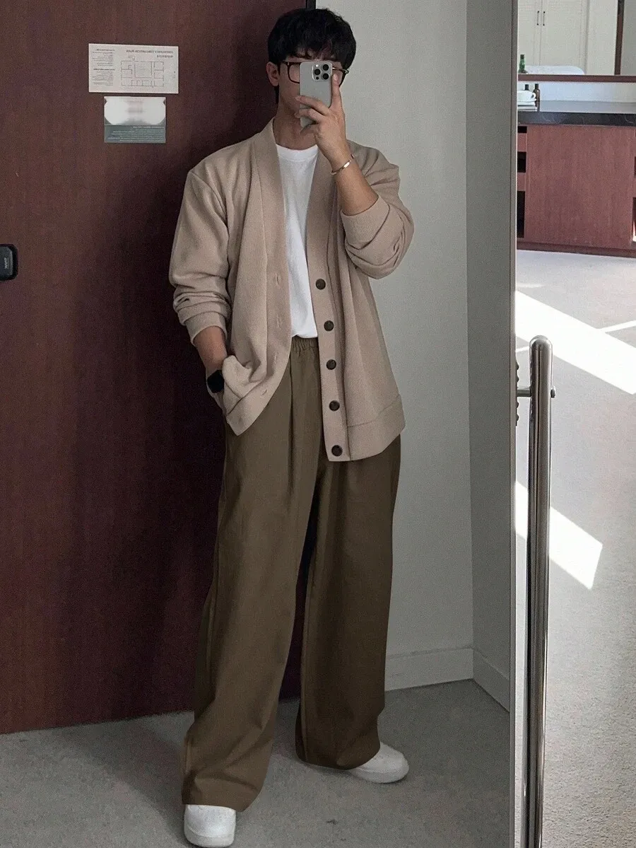 ソリッドブラウン プリーツポケットパンツ