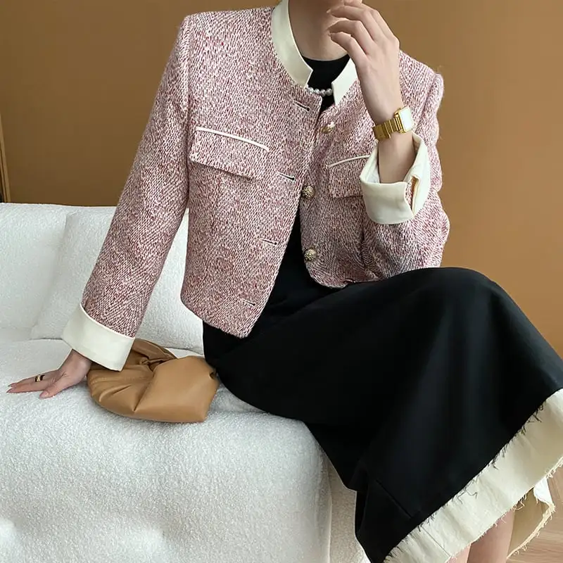 アウター ジャケット 配色 シングルブレスト 長袖 おしゃれ