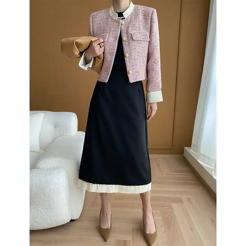 アウター ジャケット 配色 シングルブレスト 長袖 おしゃれ