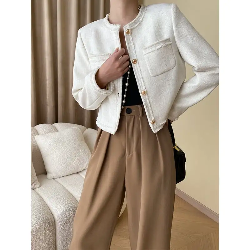 アウター ジャケット フリンジデザイン 長袖 ライトベージュ