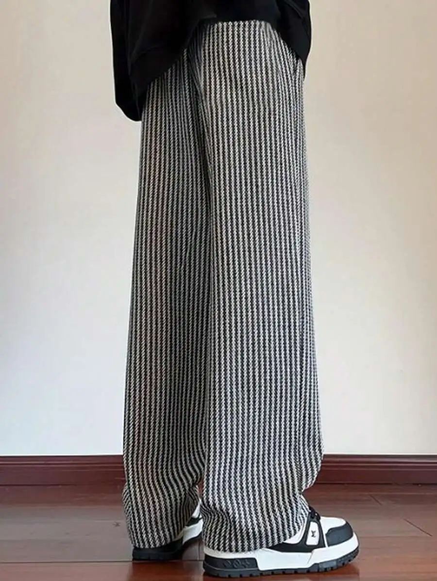 シンプル ストライプ  カジュアル ロングパンツ デイリーウェア