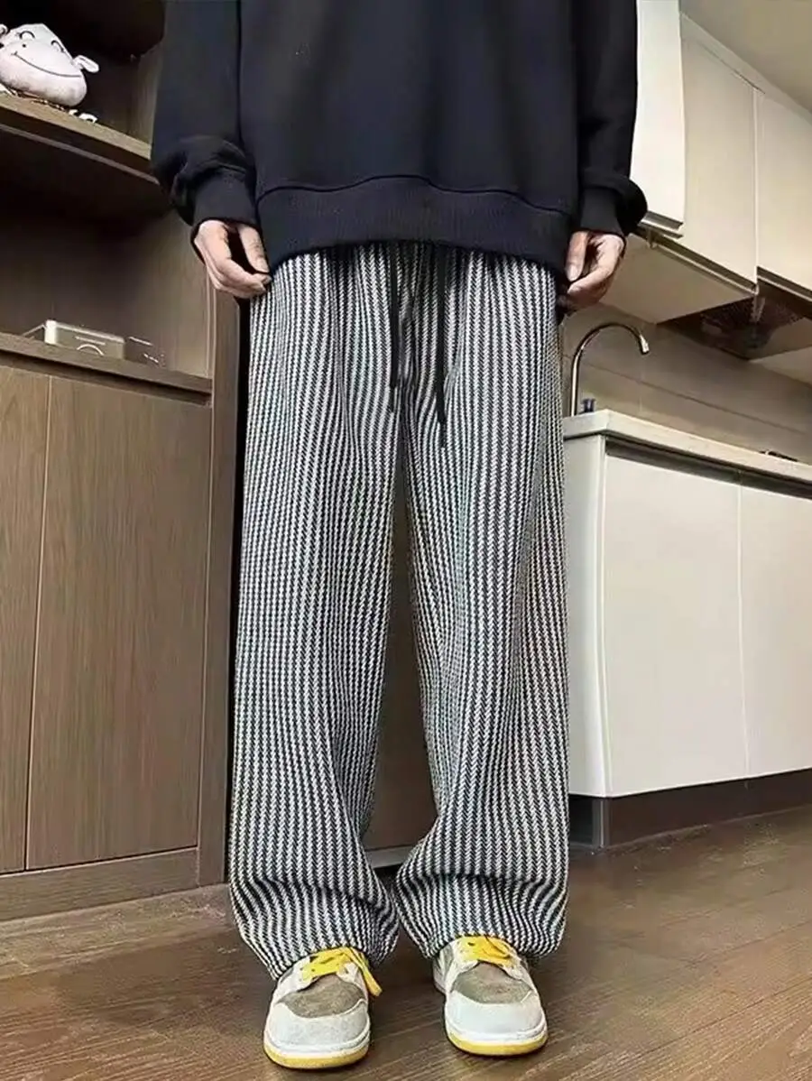 シンプル ストライプ  カジュアル ロングパンツ デイリーウェア