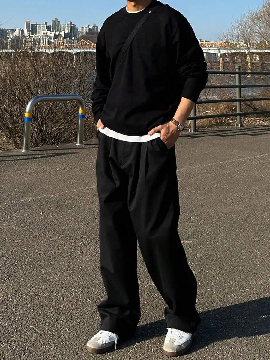 メンズ カジュアル 無地 通勤 パンツ