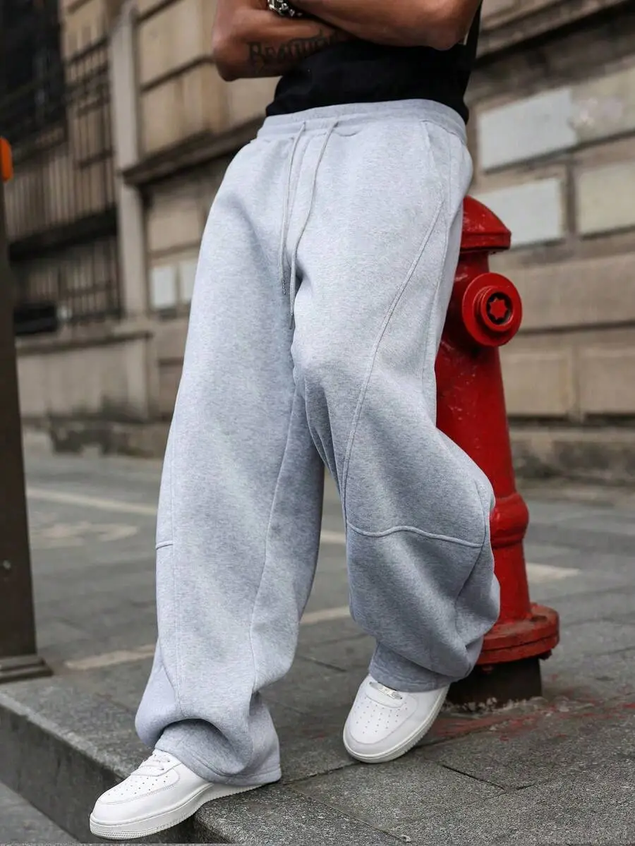 無地  ウエスト カジュアル ルーズ スウェットパンツ