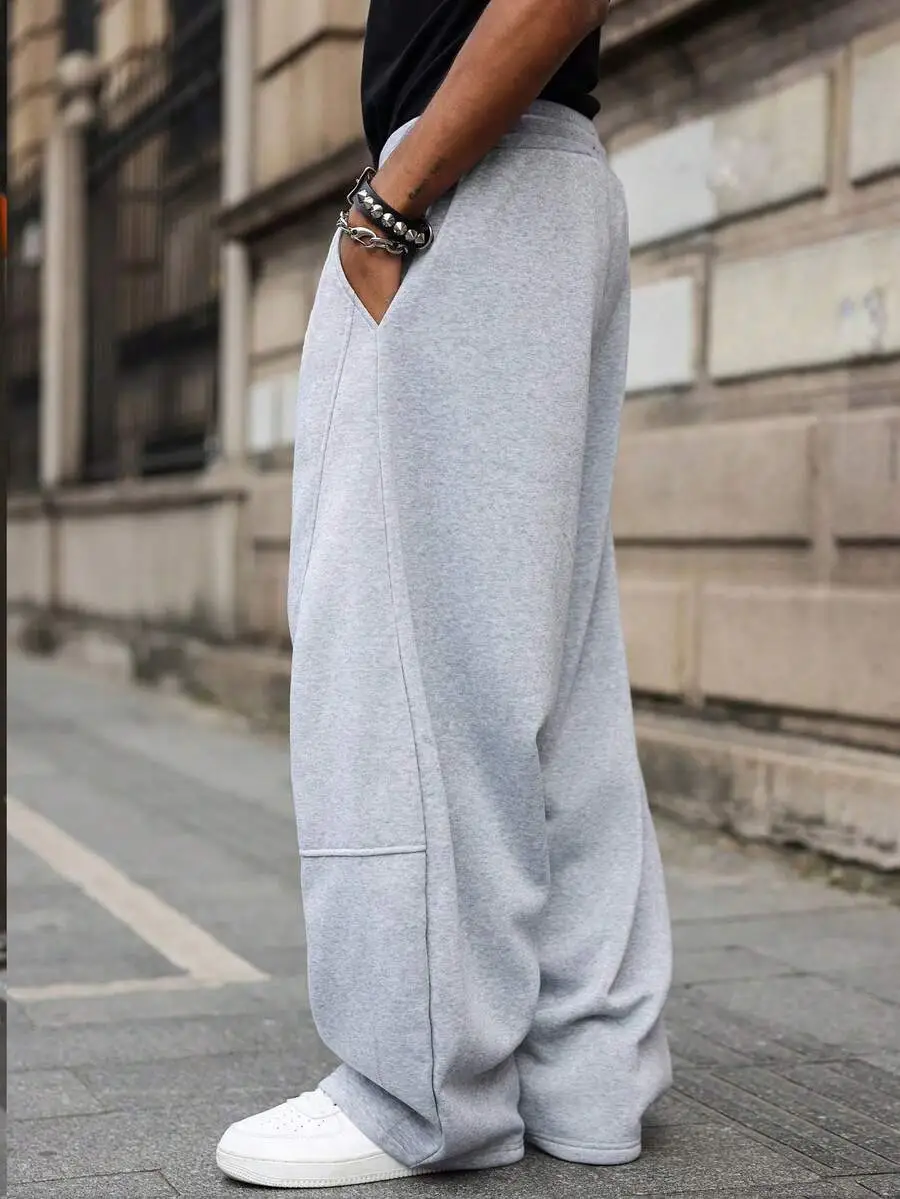 無地  ウエスト カジュアル ルーズ スウェットパンツ