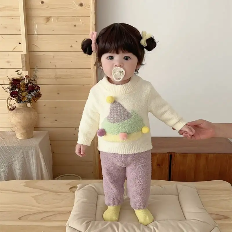 【66-100cm】可愛いカラーバリもこもこセットアップ