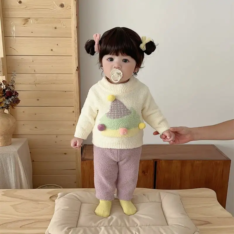 【66-100cm】可愛いカラーバリもこもこセットアップ