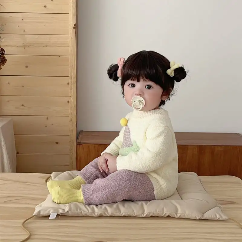 【66-100cm】可愛いカラーバリもこもこセットアップ