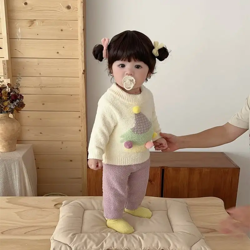 【66-100cm】可愛いカラーバリもこもこセットアップ