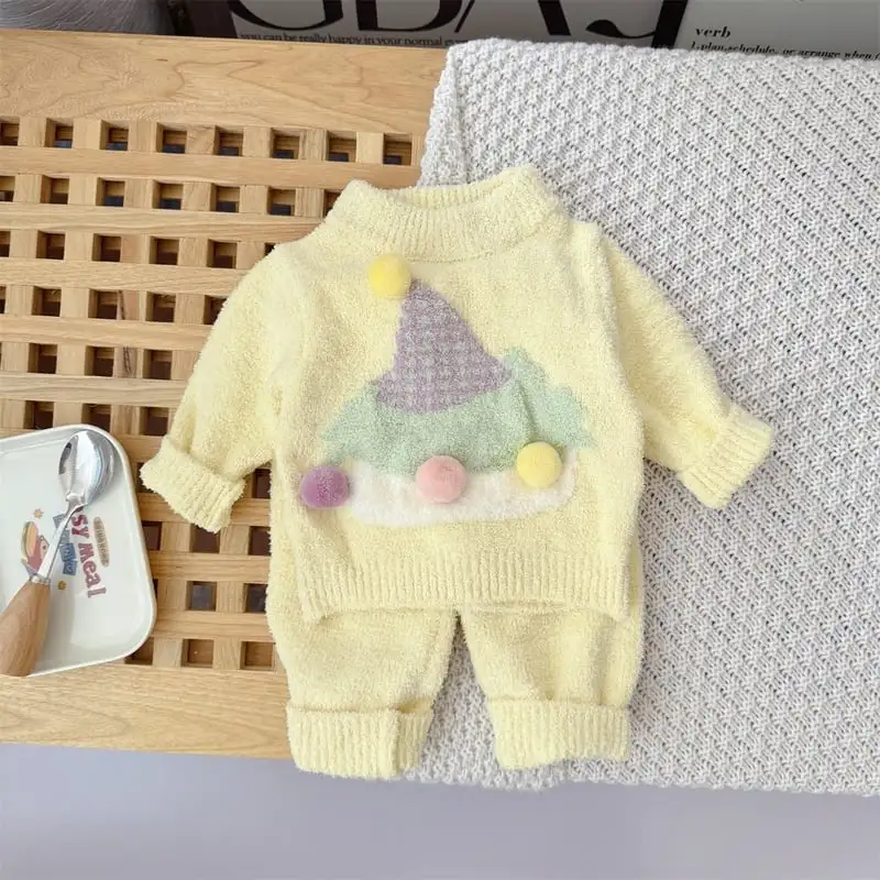 【66-100cm】可愛いカラーバリもこもこセットアップ