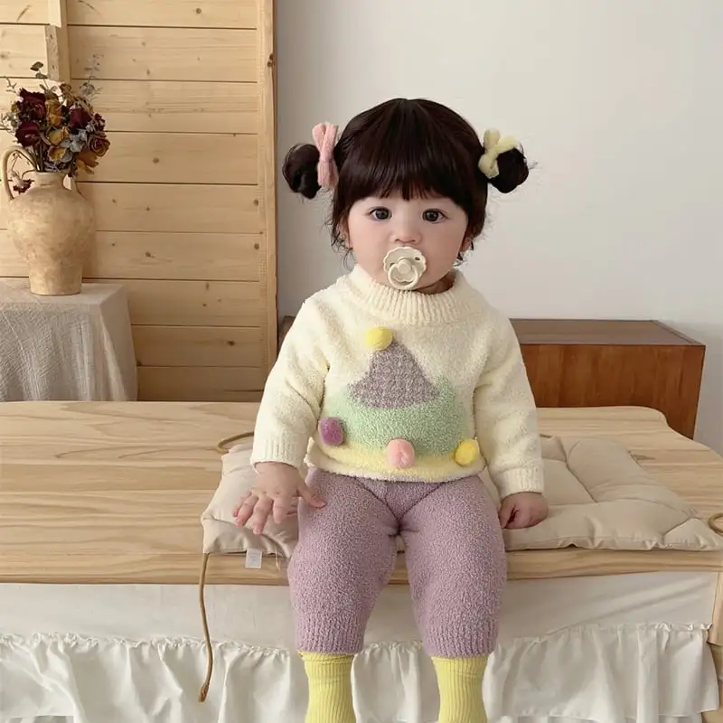 【66-100cm】可愛いカラーバリもこもこセットアップ