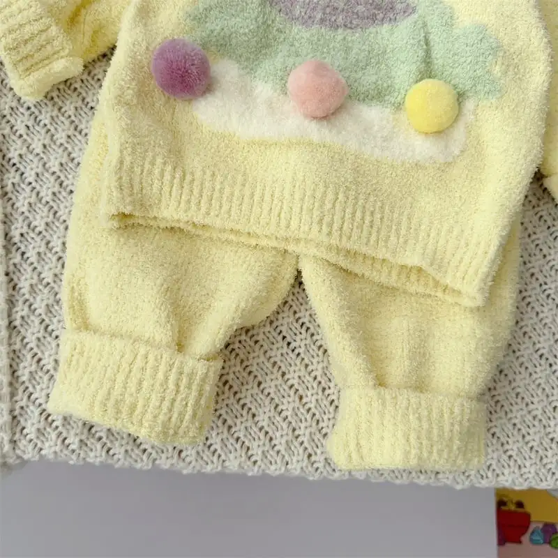 【66-100cm】可愛いカラーバリもこもこセットアップ