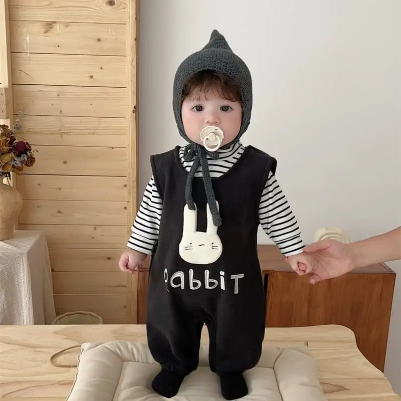 【66-100cm】暖かいビッグベアサロペット＆Ｔシャツ