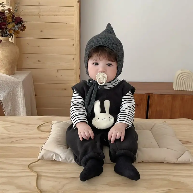 【66-100cm】暖かいビッグベアサロペット＆Ｔシャツ