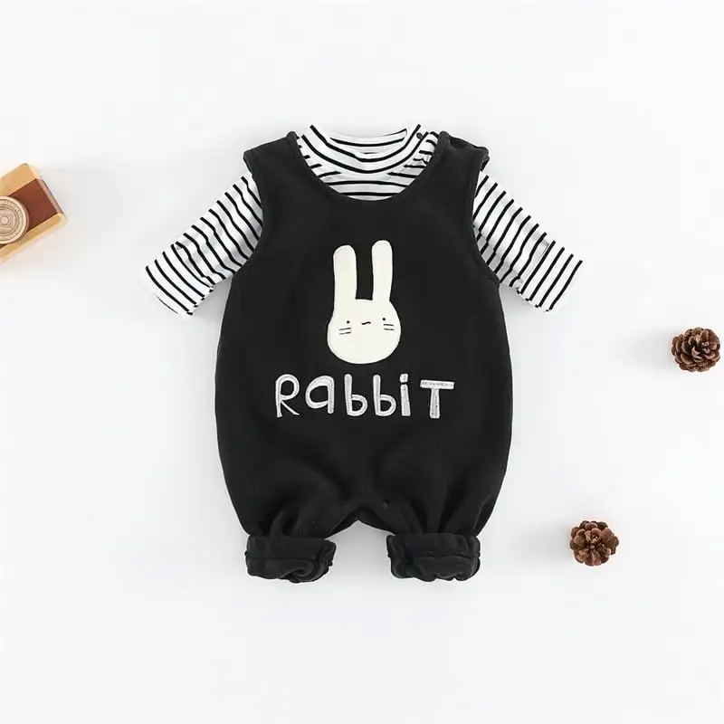 【66-100cm】暖かいビッグベアサロペット＆Ｔシャツ