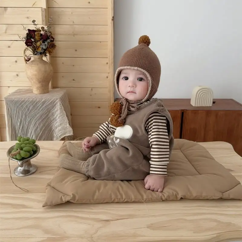 【66-100cm】暖かいビッグベアサロペット＆Ｔシャツ