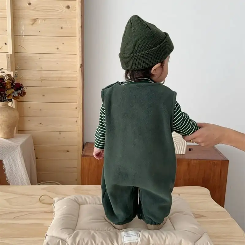 【66-100cm】暖かいビッグベアサロペット＆Ｔシャツ