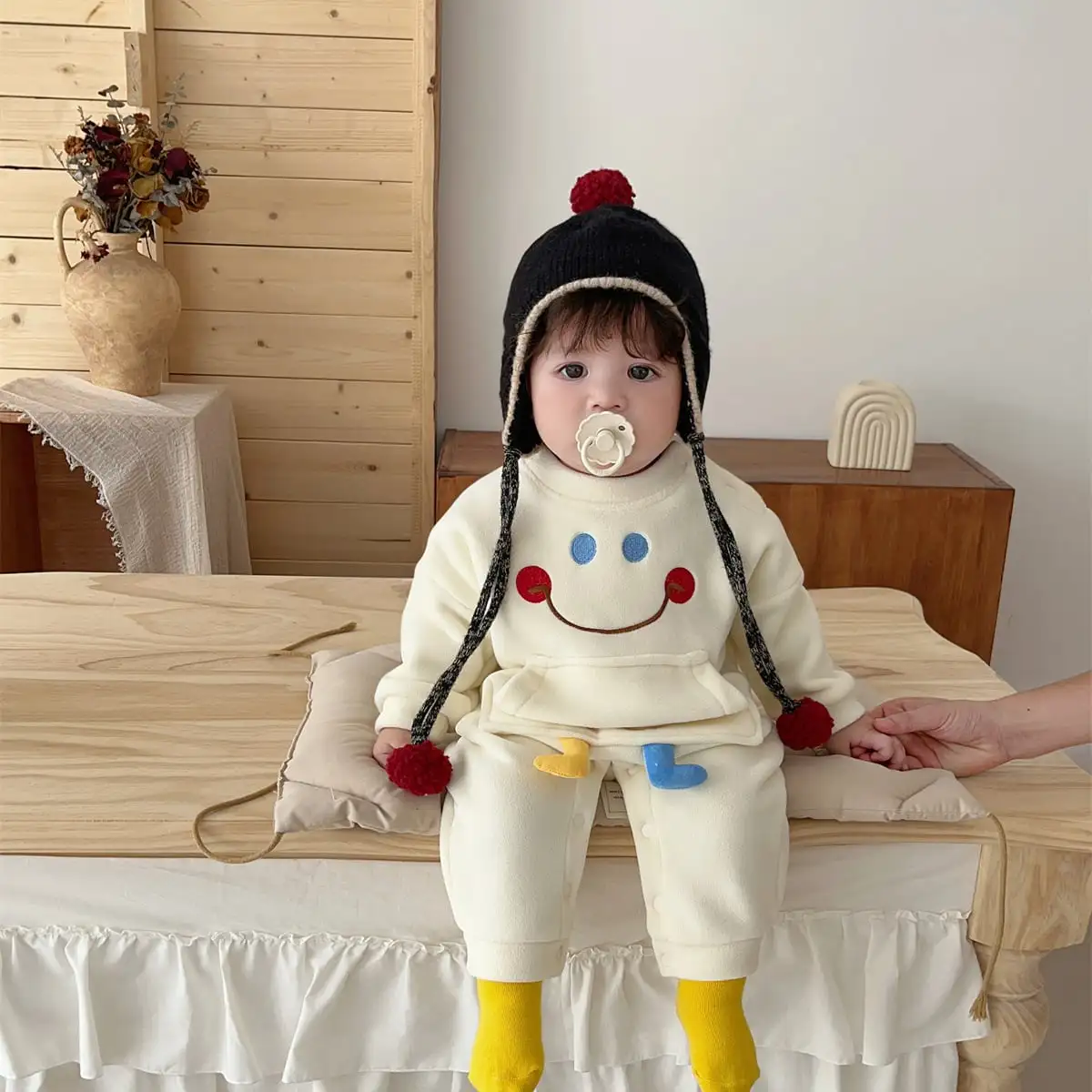 【66-100cm】スマイルポケット付きロンパース