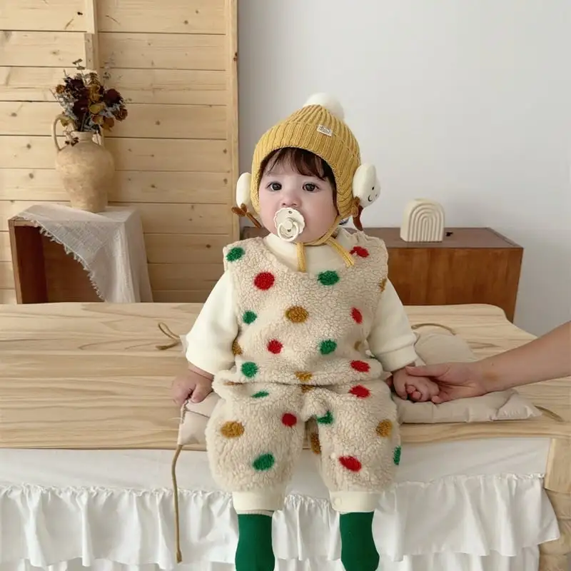 【66-100cm】暖かいカラフルドットオールインワン