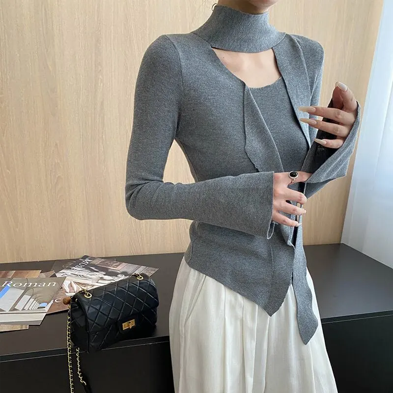 トップス ニット 4色展開 長袖 スピーカースリーブ