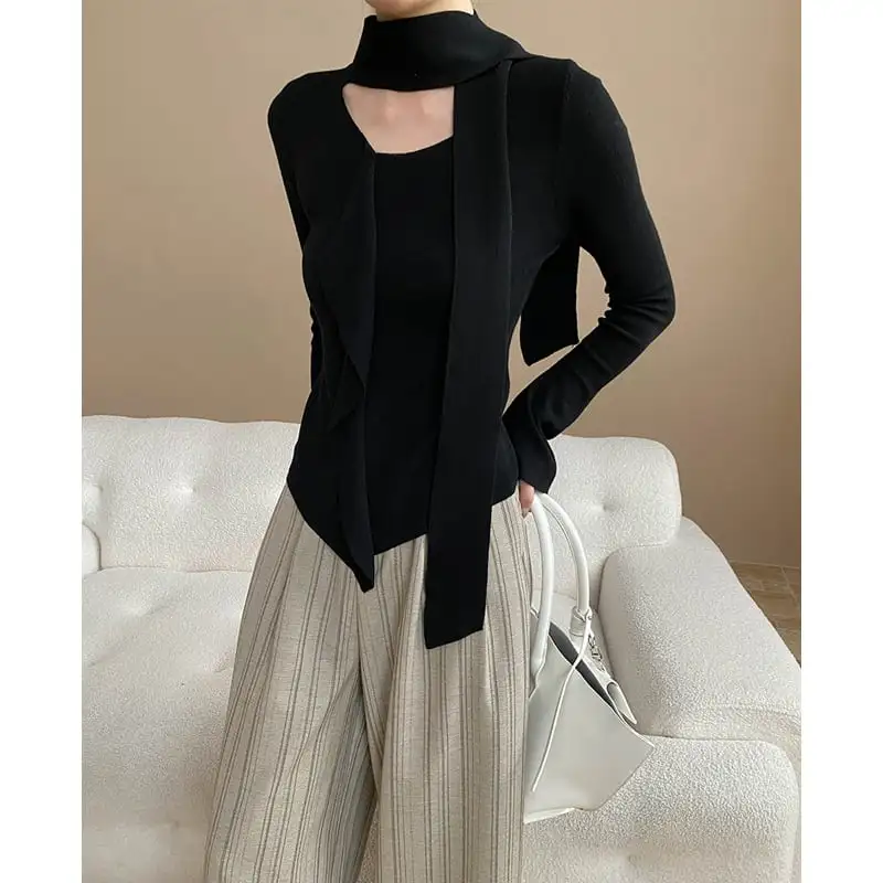 トップス ニット 4色展開 長袖 スピーカースリーブ