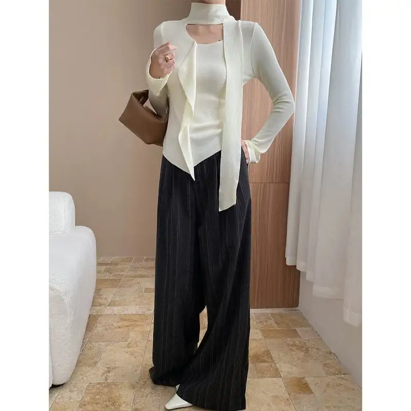 トップス ニット 4色展開 長袖 スピーカースリーブ