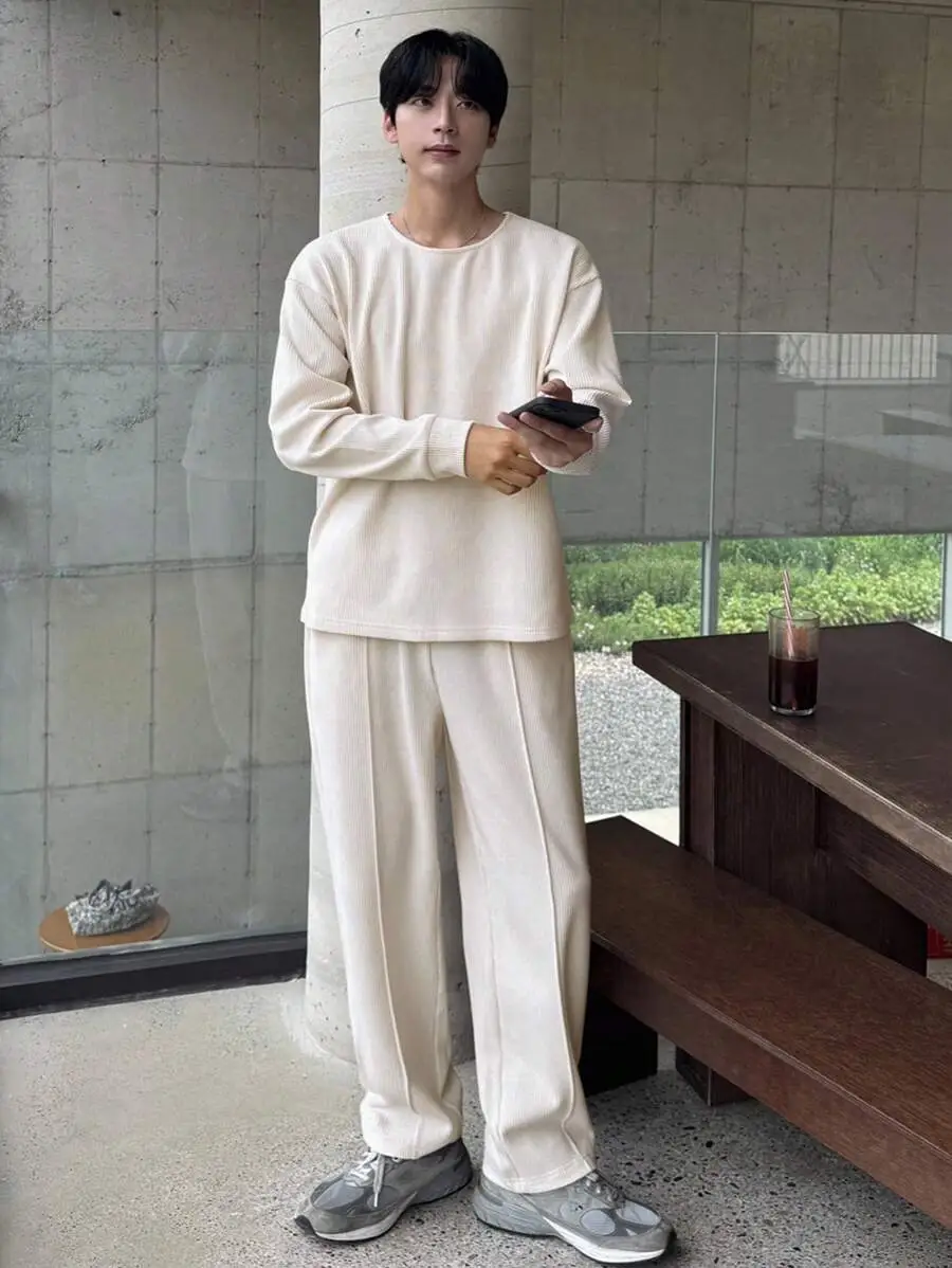 無地 テクスチャ  ストリートスタイル メンズ Tシャツセット