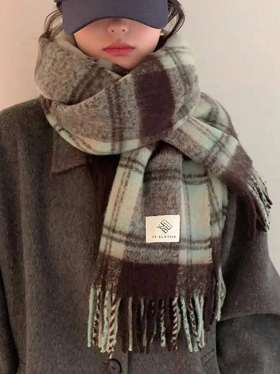 チェック柄 暖かい  ウォーマーショール マフラー
