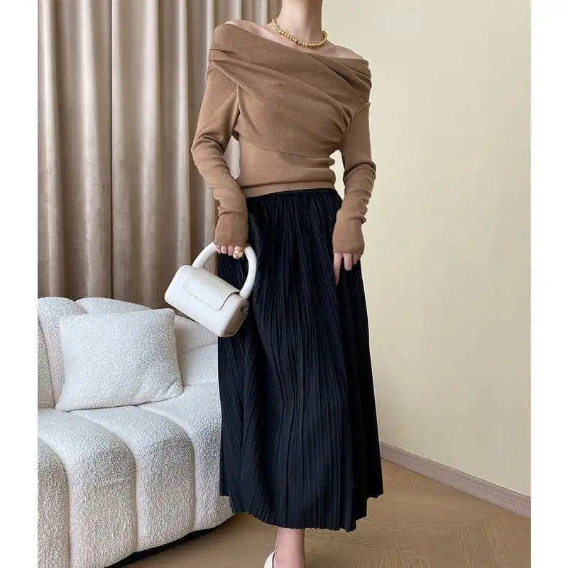 トップス ニット 4色展開 ボートネックデザイン 長袖