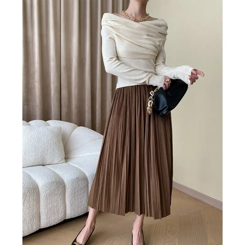 トップス ニット 4色展開 ボートネックデザイン 長袖