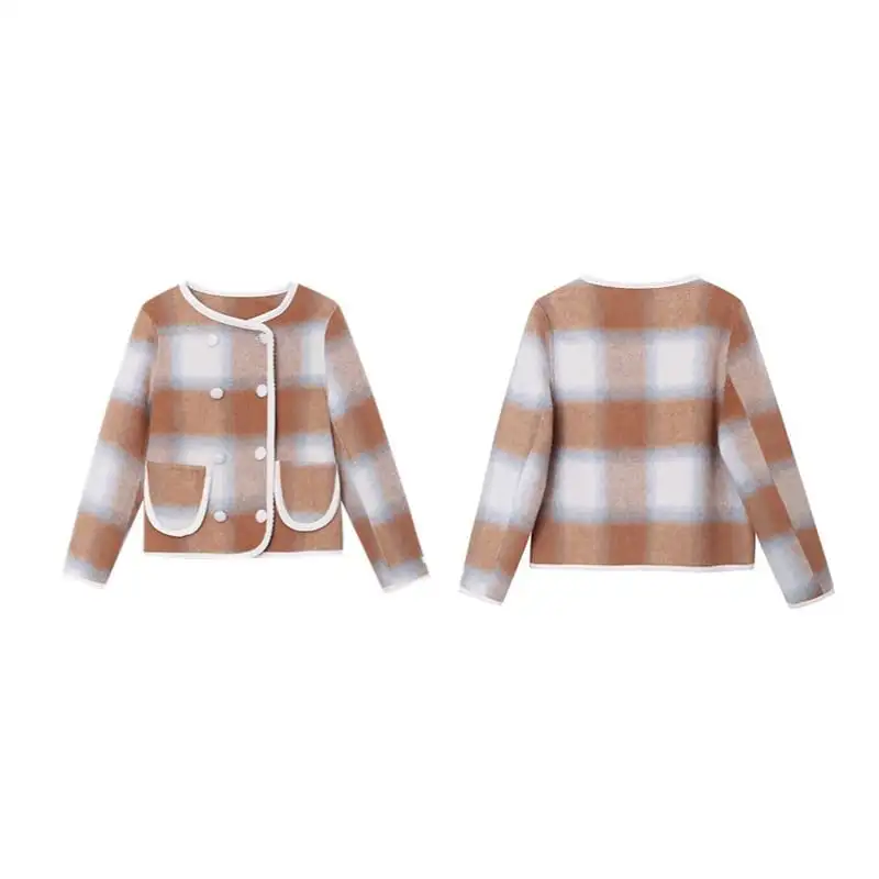 アウター ジャケット 配色 ダブルブレスト フランス風 長袖