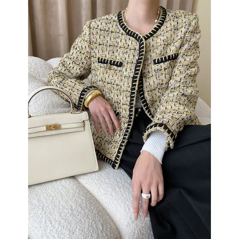 アウター ジャケット ツイード織り 配色 流行兆し 長袖