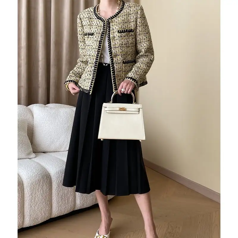 アウター ジャケット ツイード織り 配色 流行兆し 長袖