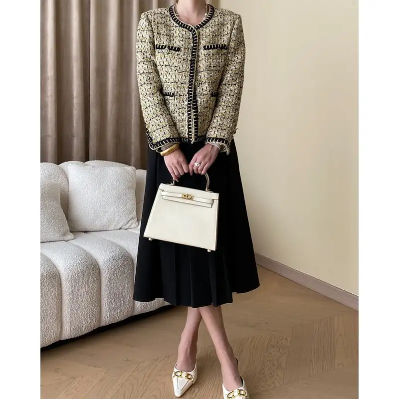 アウター ジャケット ツイード織り 配色 流行兆し 長袖