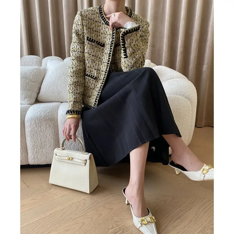 アウター ジャケット ツイード織り 配色 流行兆し 長袖