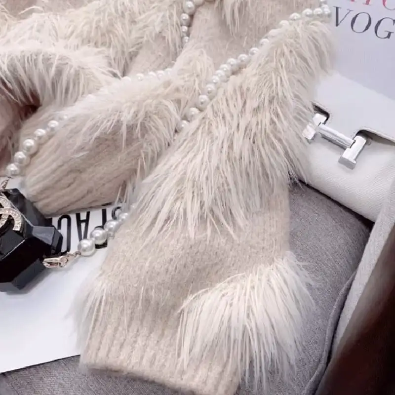 トップス セーター 4色展開 長袖 グレーパープル ホワイト ダークベージュ ピンク